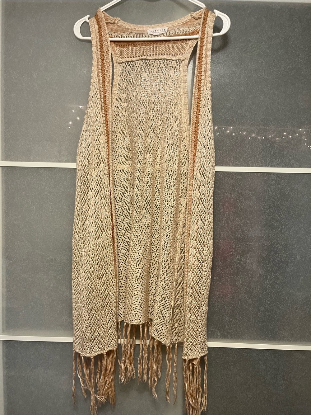 Cream Crochet Fringe Cardigan Vest